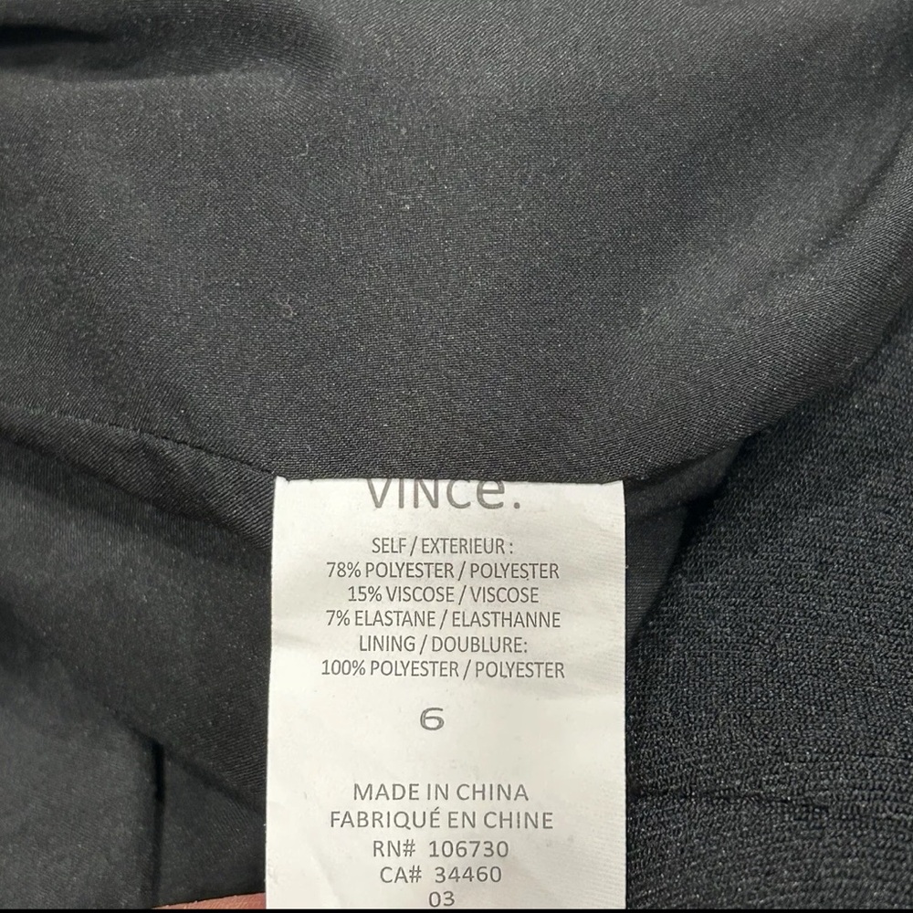 Vince Inverted Dress V-Neck Side Pockets Black Size 6 - Picture 9 of 11